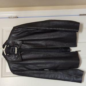 Women's vintage black leather jacket
